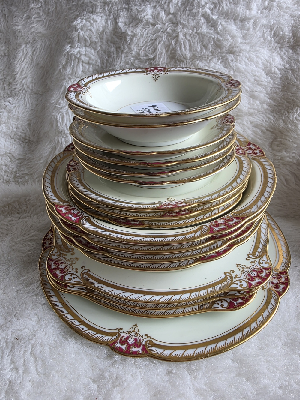 Vintage Noritake Elegant Cream and Gold Porcelain Dinnerware Set Of 17